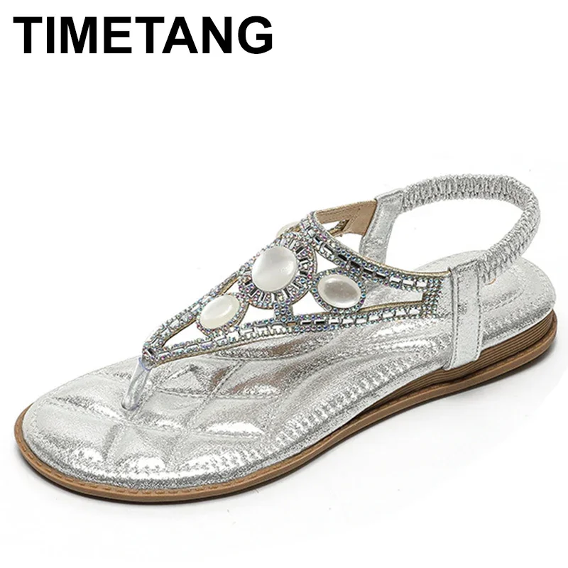 Sexy Rhinestone Sandals Women Summer Low Heel Fashion Sandals Ladies Party Wedding Woman Shoes Slides luxury sandals