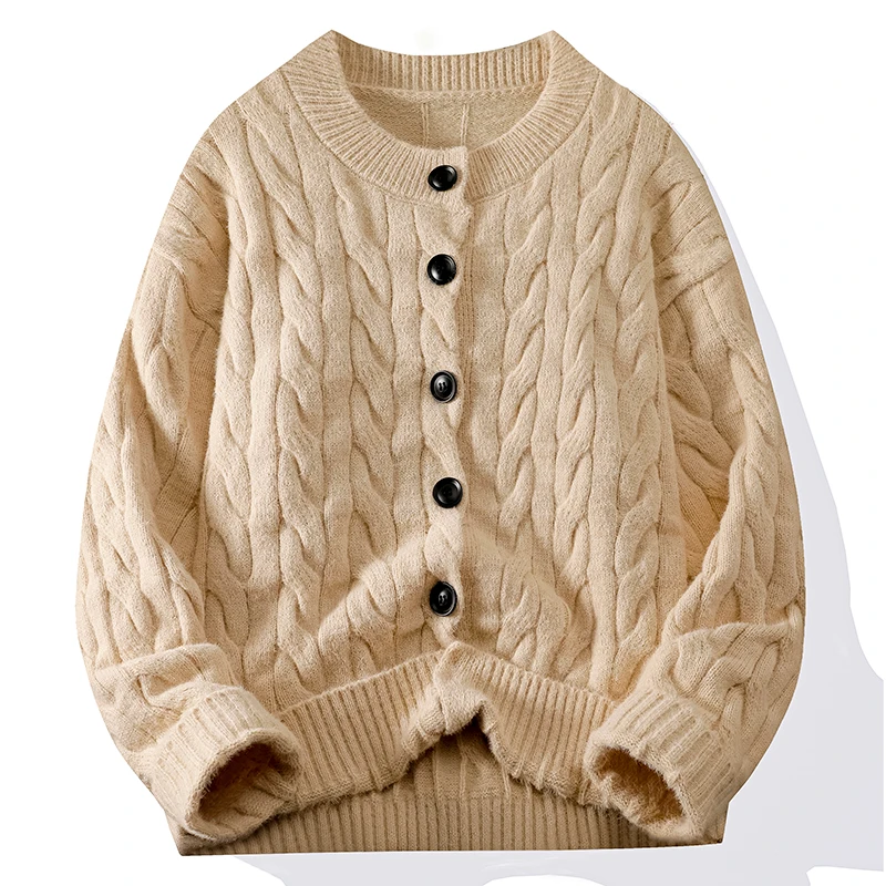 Men's knit cardigan autumn and winter new casual loose sweater coat men's handsome sweater clothes