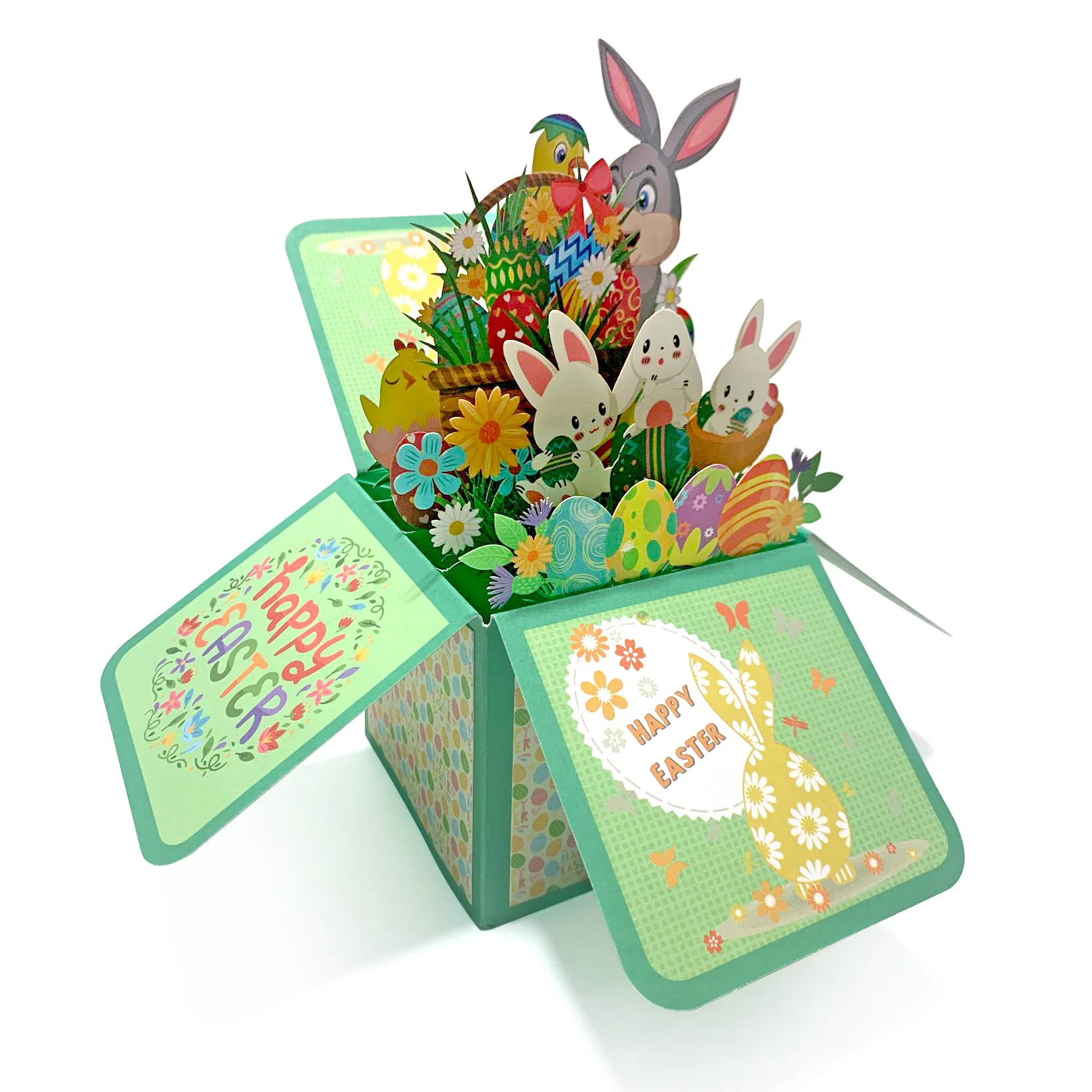 Creative Easter Bunny 3D Pop-Up Box/Ornament Easter Greeting Card for Happy Blessings for Gift