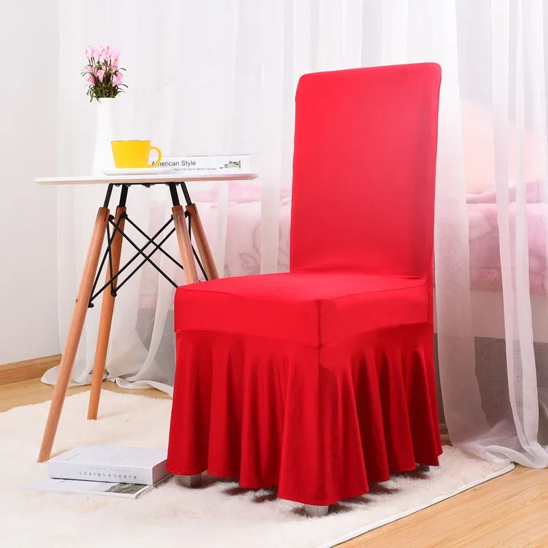 White Chair Covers Pleated Polyester Spandex Chair Cover Stretch Slipcovers for Wedding Party Dining Banquet Hotel Decoration 3