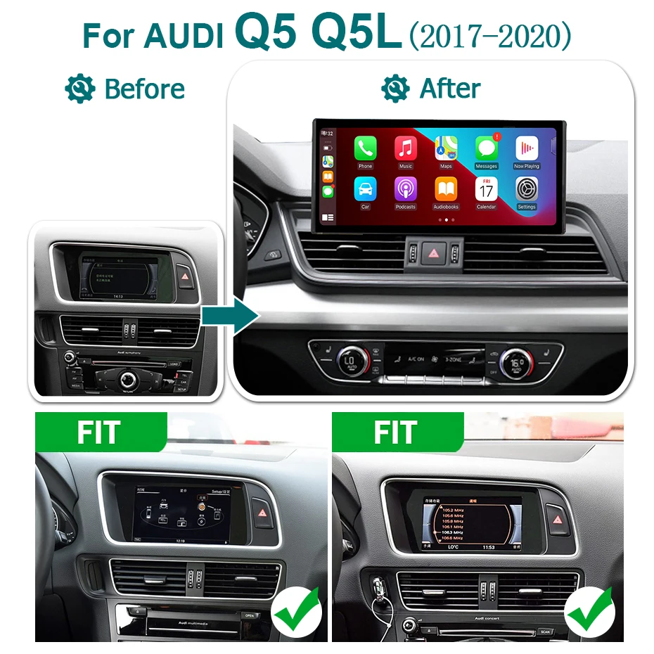 Radio de Coche con Pantalla de 12.5'' y Resolución de 1920*720P, Android 15, Carplay Inalámbrico, para Audi A4 B9 A5 2017-2020, Autoradio 2DIN, Estéreo, GPS, 4G LTE 2