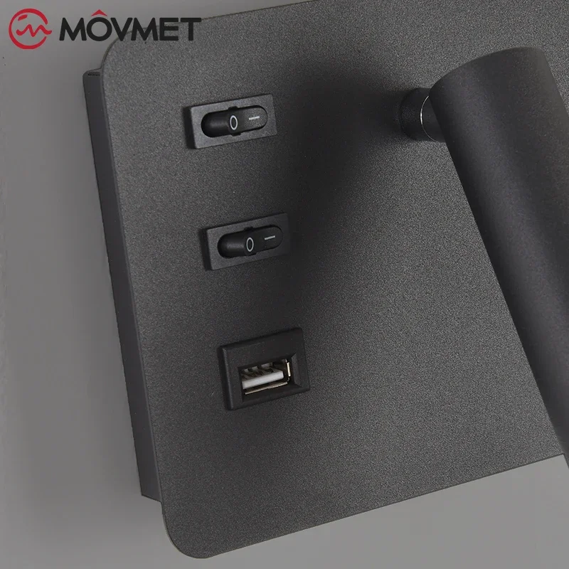 간단한 LED 유리 공 벽 램프 침대 옆 스포트라이트, USB 다리미 알루미늄, 침실 거실 주방 독서 램프, 복도 계단