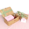 Seagrass Hand-woven Bow Storage Baskets Wicker Rattan Basket  with Lid Organizer for Desktop Sundaries Home Decoration 1