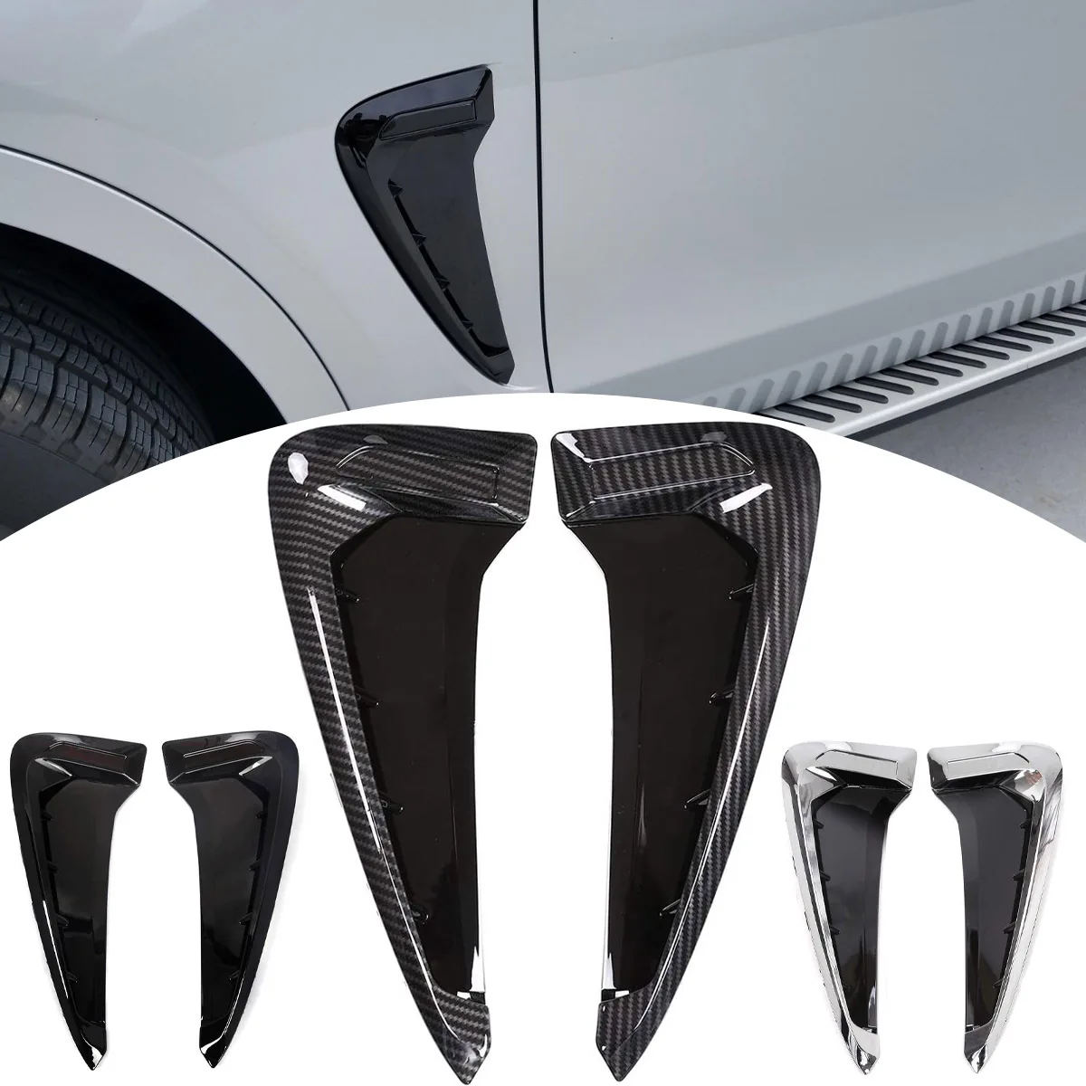 

Car Shark Gills Side Fender Air Vent Outlet Trim Cover Decoration Sticker for BMW X5 F15 X5M F85 2014 2015 2016 2017 2018