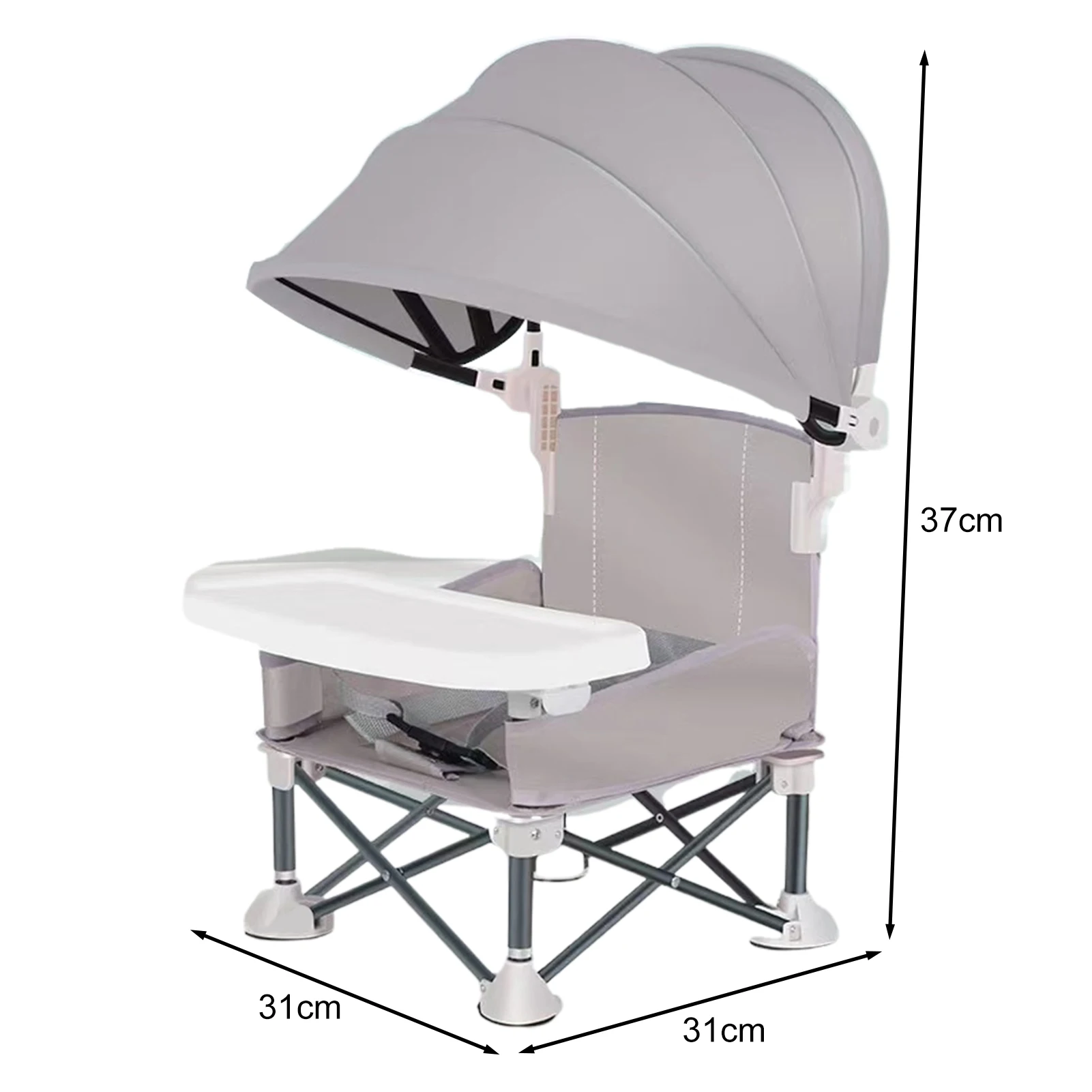 Baby Feeding Chair Adjustable Toddler Chair Multifunctional Dining Chair Removable Tray Folding Raised Seat with Sunshade