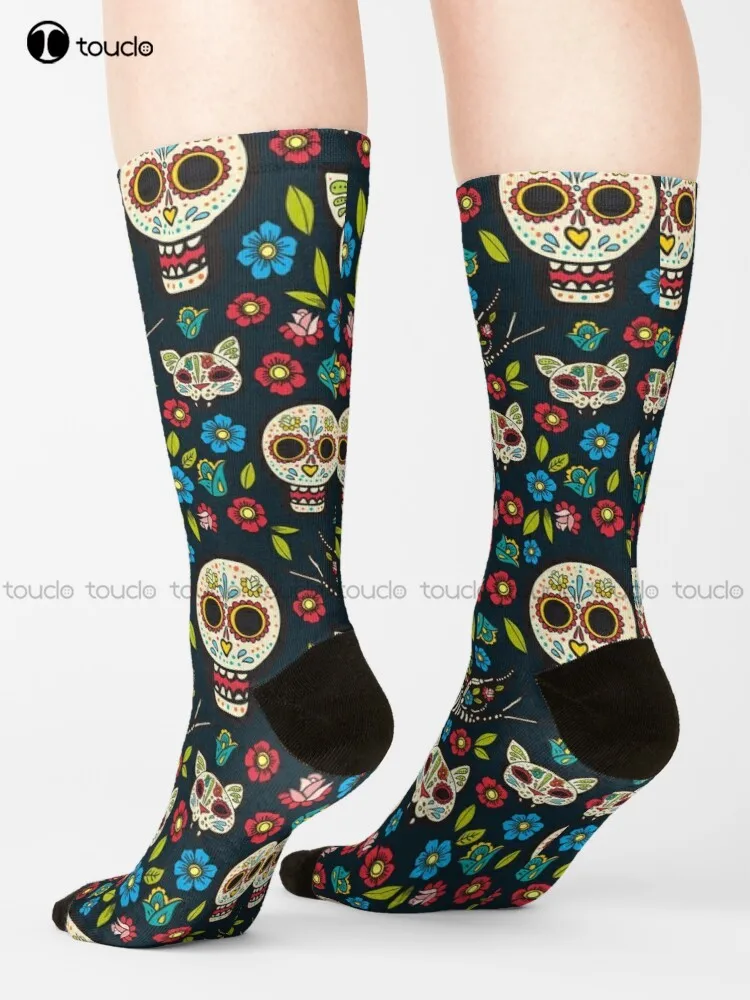 

Sugar Skulls Pattern Socks Womens Athletic Socks Unisex Adult Teen Youth Socks 360° Digital Print Harajuku Streetwear Gift Retro
