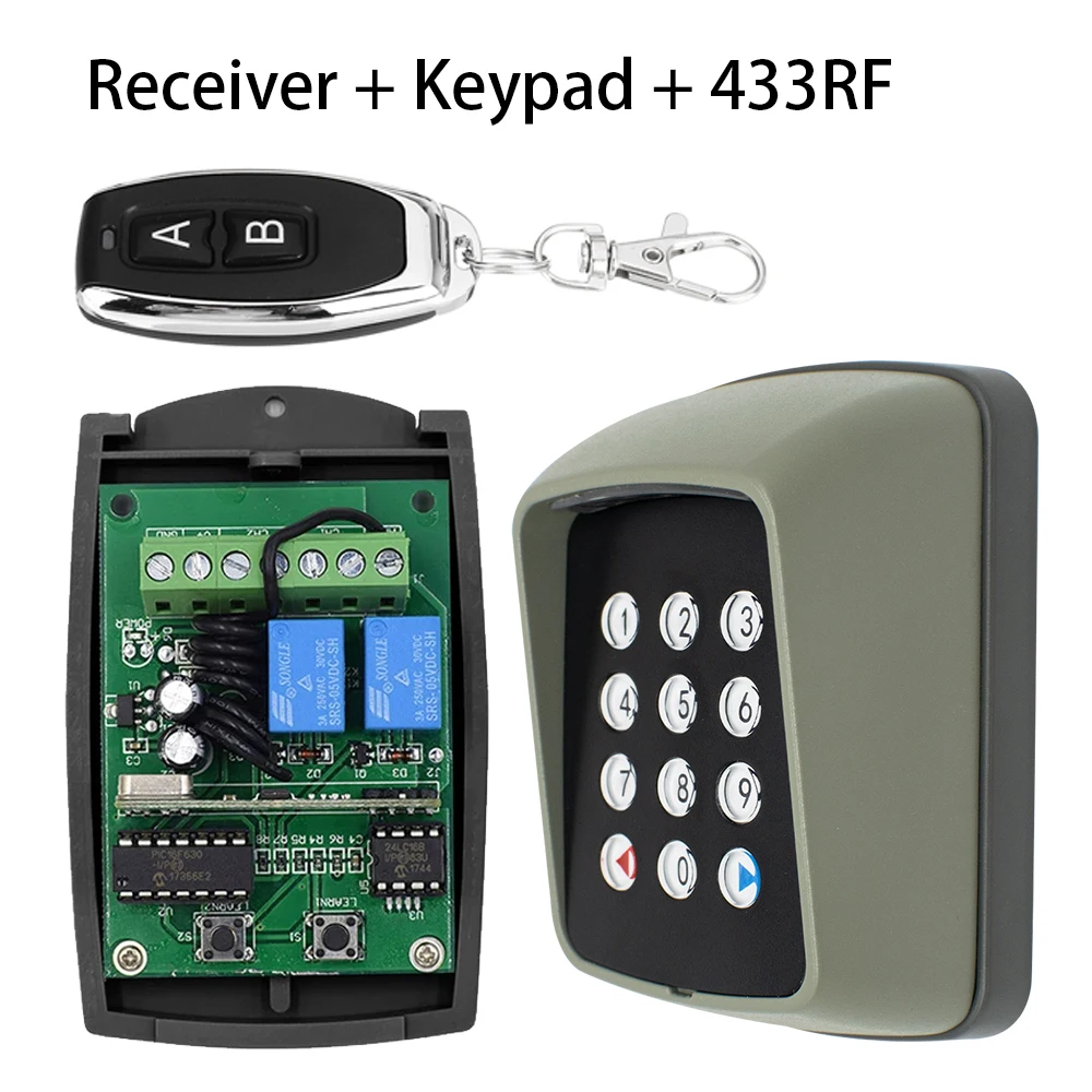 Universal 2 Channels Garage Door Receiver 433MHz Access Control ...