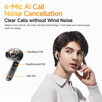 QCY HT10 AilyBuds Pro+ ANC Wireless Earphone Hi-Res Audio with LDAC Bluetooth 5.3 Earbuds 6 Mic AI HD Call Multipoint Connection 4