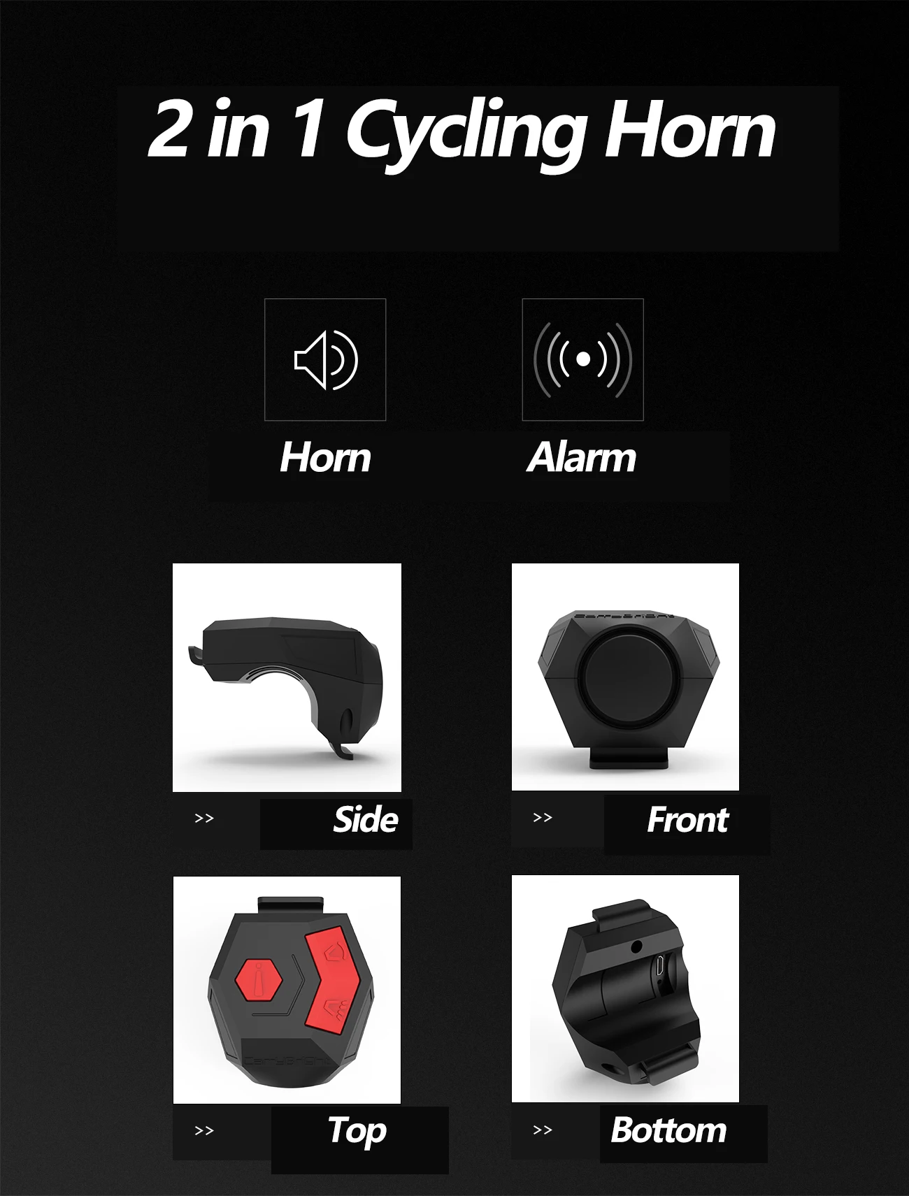 Description Picture 3 of item120 db Loud Horn Anti-theft Bell scooter Bike Electronic Horn Bell USB Rechargeable Bicycle Doorbell Handlebar Cycling Alarm