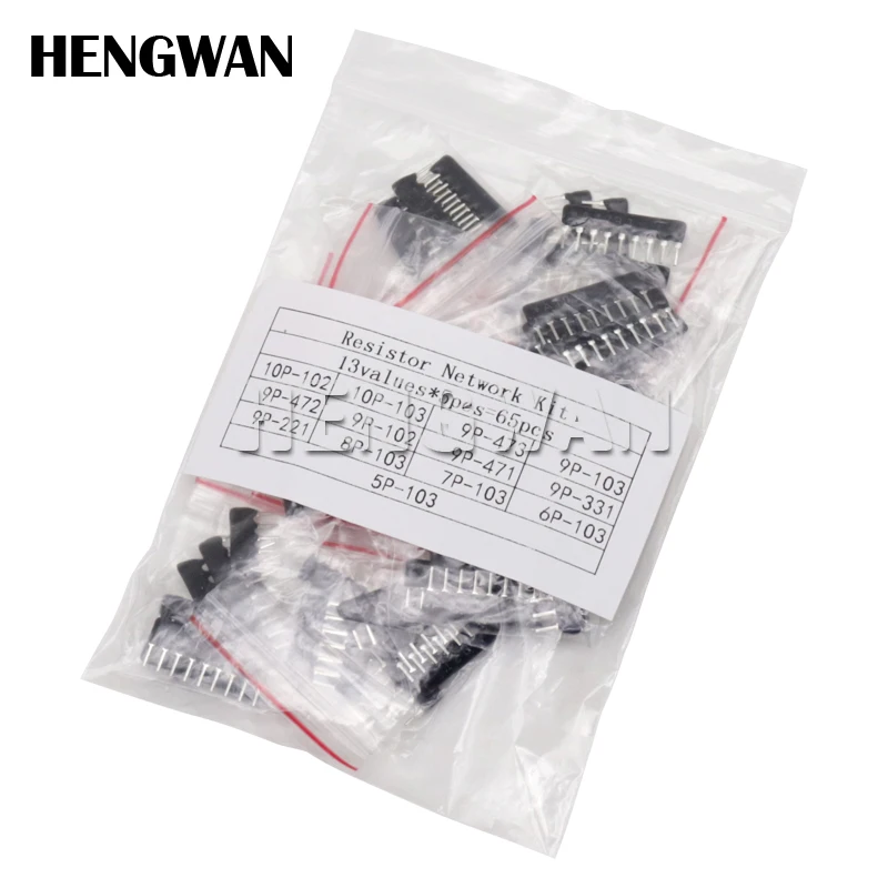 

65pcs=13value*5pcs Resistor Network Array kit Assortment set 9A103 9A102 9A472 9A221 9A331 9A471 7A103 5A103 6A103 8A103 10A103