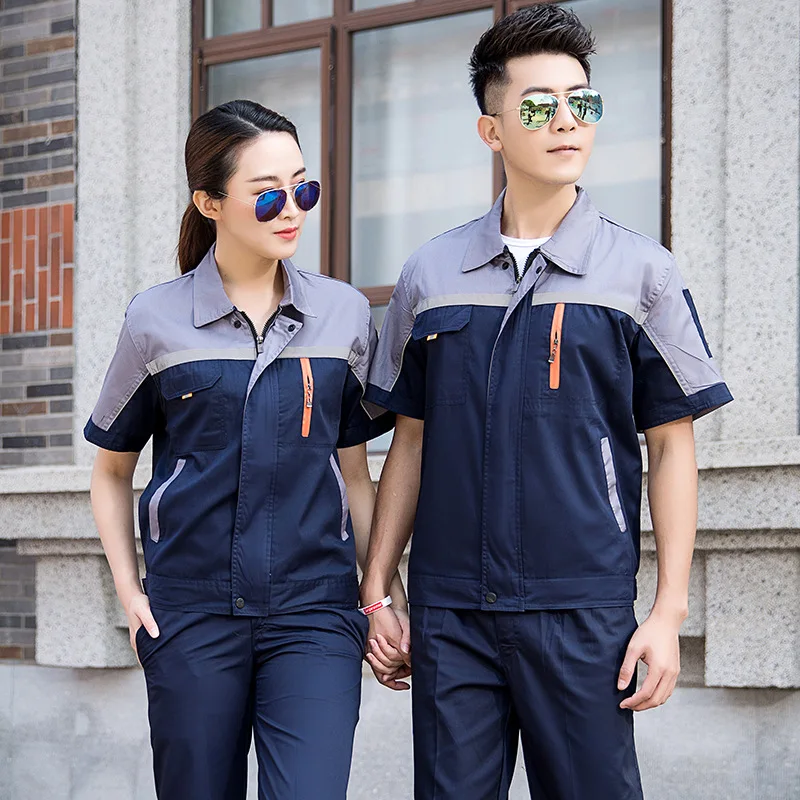 

Summer Work Clothes Men Women Working Coveralls Reflective Thin Section Breathable Uniforms Factory Workshop Service Car Repair