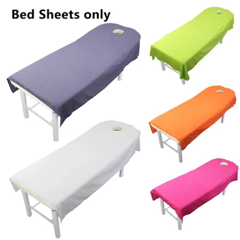 Draps de lit de Massage de beauté 80x190cm, housse de literie de SPA douce et épaisse de couleur unie avec trou, couverture universelle de Table de traitement pour Salon de beauté 1