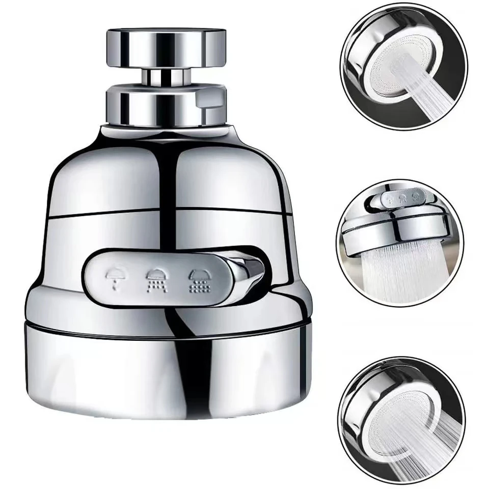 Faucet Aerator 360 Rotating Nozzle For Faucet Frother Sprayer 3 Modes Adjustable Sink Sprayer Water Saving Extend Nozzle Bath