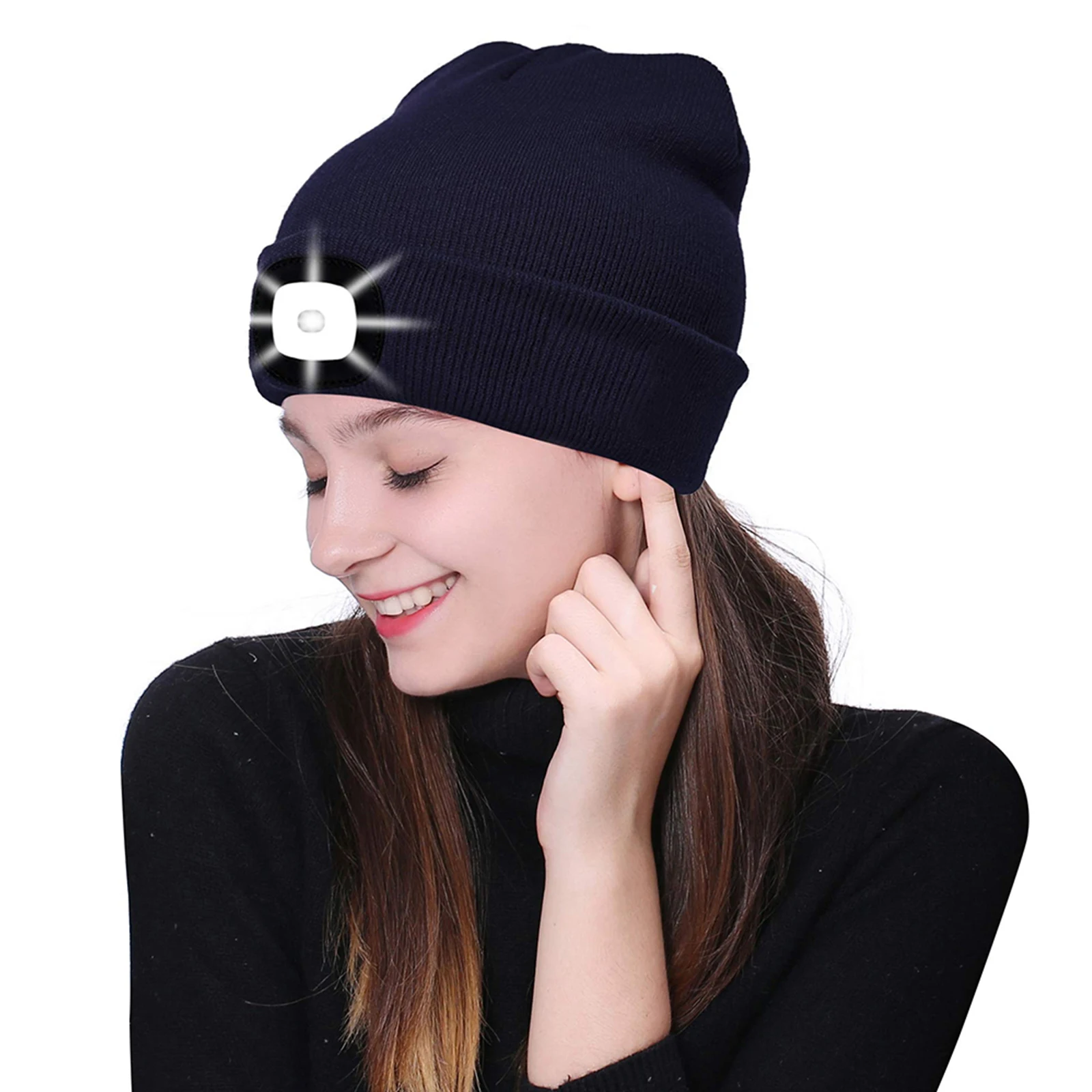 LED Beanie Hat with Light, Unisex Hands Free Headlamp Cap, Warm Winter Knit Hat 5