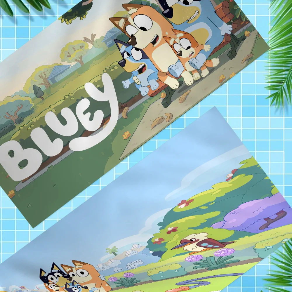 Cartoon B-Blueys Anime Beach Swimming Towel Soft Absorbent Washcloth Children's Gifts For Kids Travel Camping Gym 2