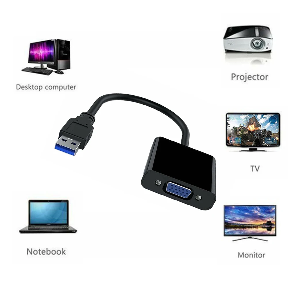 Adattatore Per Display Video Da Usb 3.0 A Vga Display Cavo Convertitore Esterno Per Proiettore Monitor Per Laptop Pc Tv Notebook