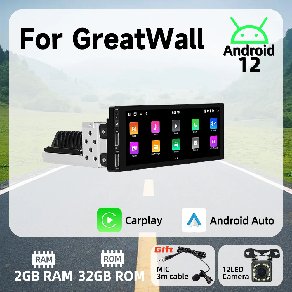 

6.9" 1 Din Android Radio Car Multimedia Player for Greatwall Android Auto Stereo Head Unit Carplay Autoradio GPS Navigation Wifi