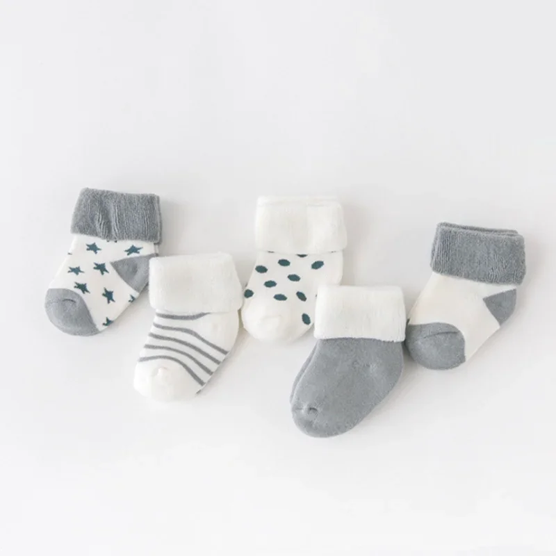 5Pair/lot New boy and girl baby socks thick newborn autumn and winter warm foot sock baby socks
