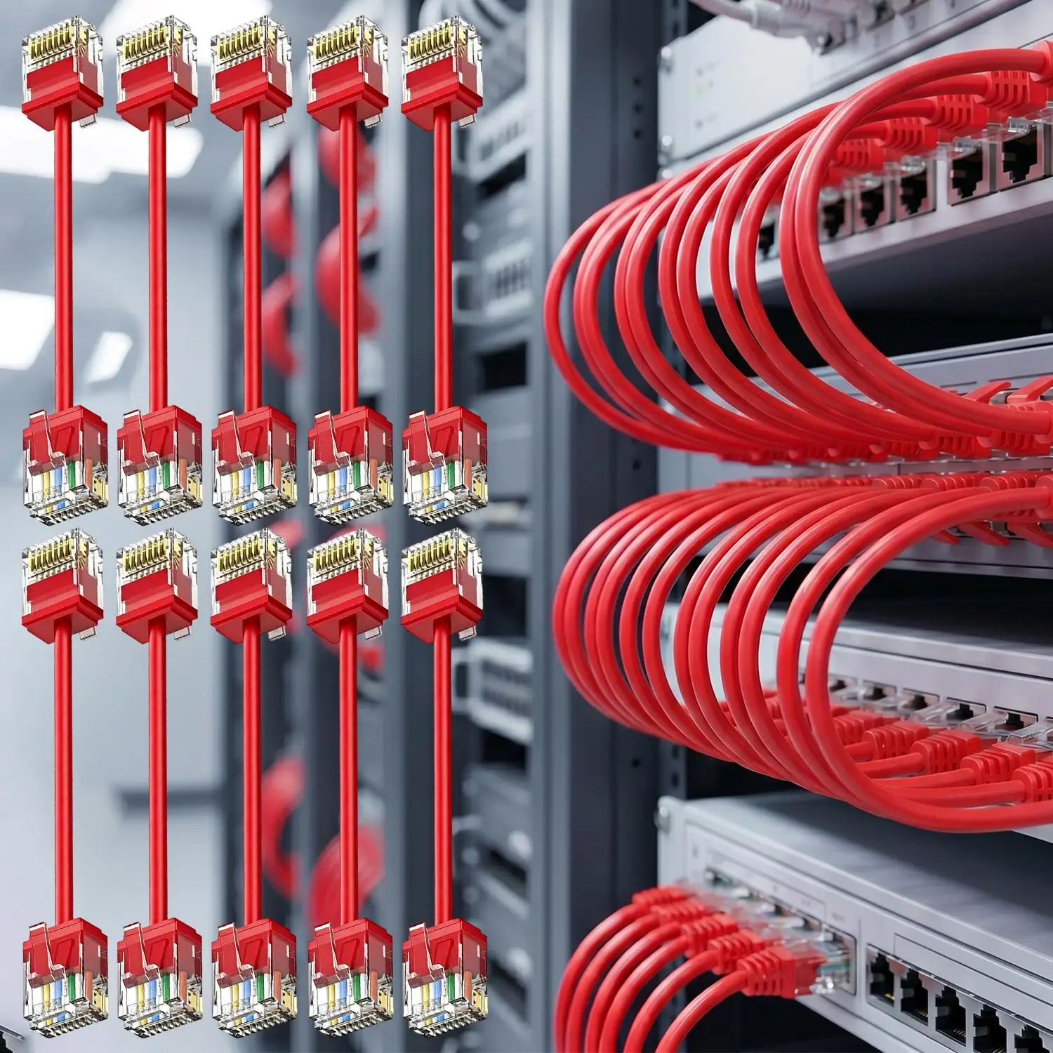 1-10Pcs Cat6A 슬림형 짧은 이더넷 케이블 10Gbps CAT 6A 홈 오피스 용품용 고속 UTP 이더넷 패치 네트워크 케이블