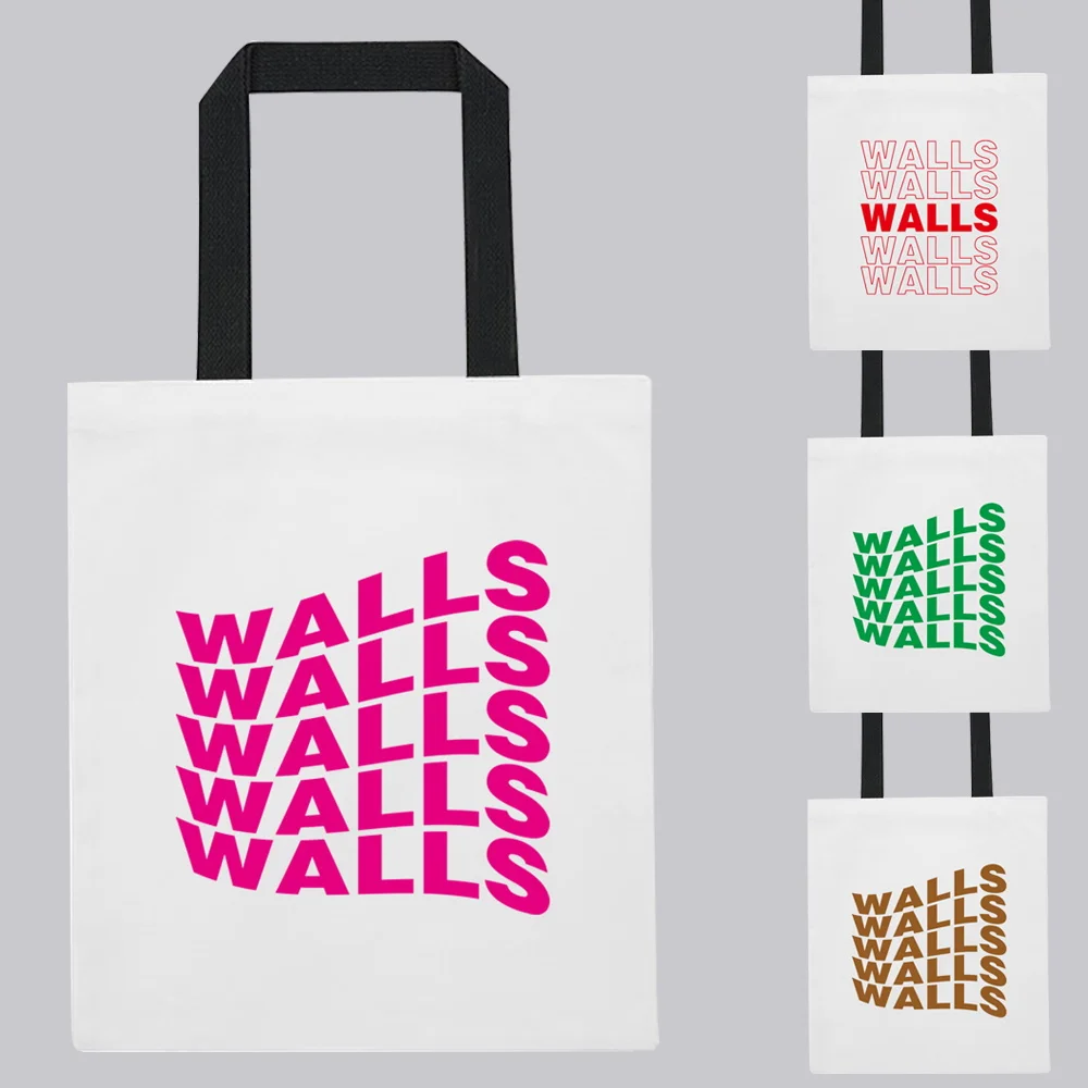 

Reusable Shopping Bags Student Canvas Bags Foldable Walls Pattern Women's Shoulder Bags Handbag