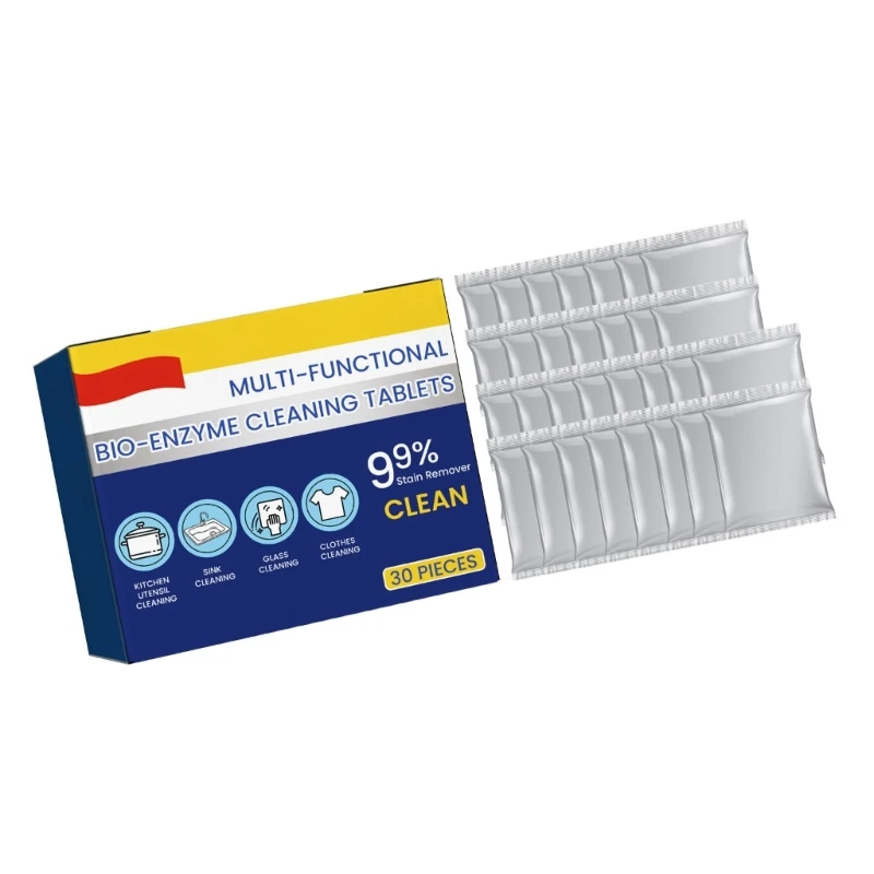 30/60Pcs Multi-functional Bio-Enzyme Cleaning Tablets Laundry Effervescent Tablets Cleaning Effervescent Tablets