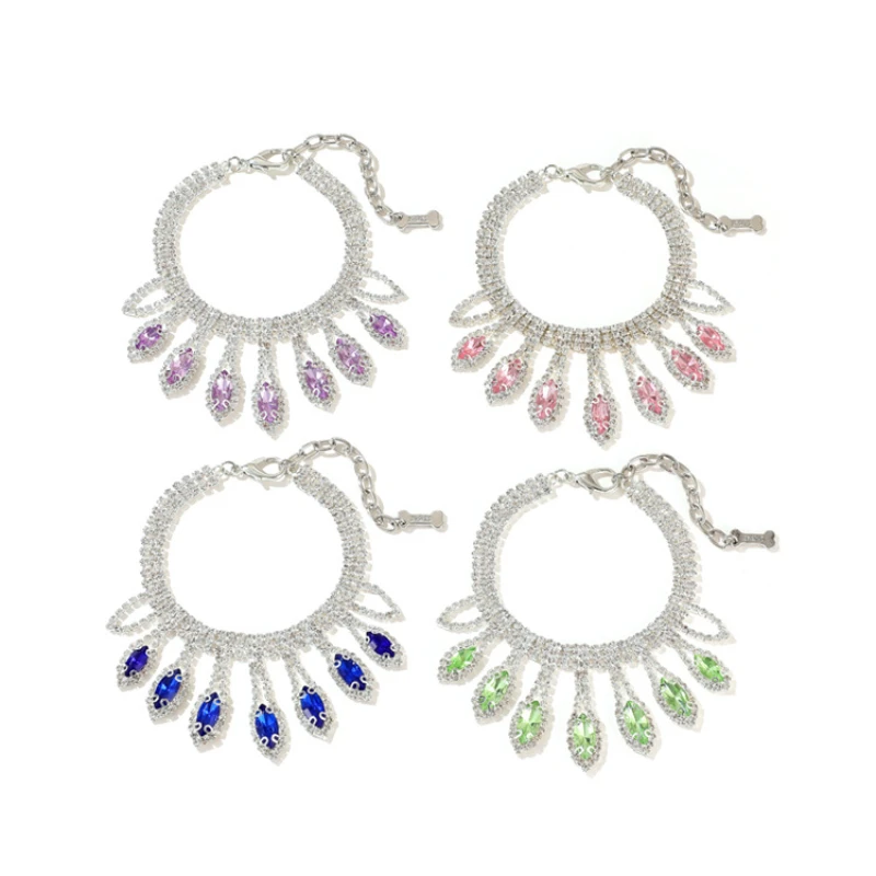 

Pet Accessories Crystal Diamond Necklace Dog Collar Solid Color Elegant Pendant Cat Collar Dog Accessories for Small Dogs