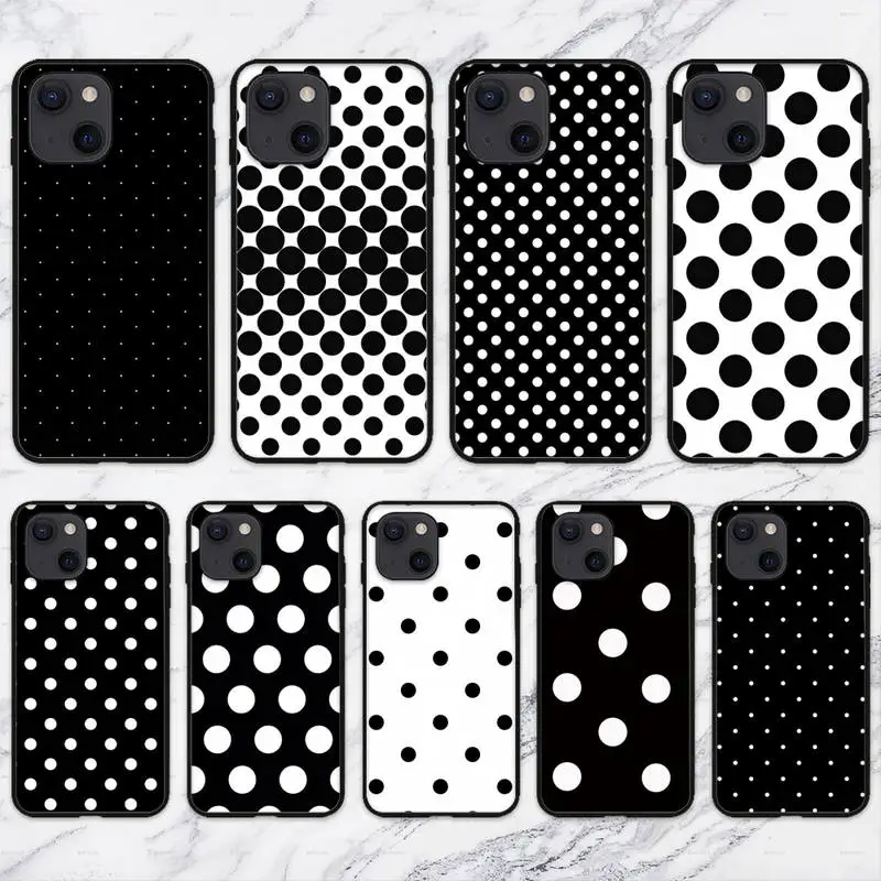 Custodia Per Telefono A Pois In Bianco E Nero Per Iphone 11 12 Mini 13 14 Pro Xs Max X 8 7 6S Plus 5 Se Xr Shell