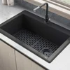 33 x 22 inch Drop-in Topmount Granite Composite Single Bowl Kitchen Sink Slope Bottom - Midnight Black - RVG1033BK 4