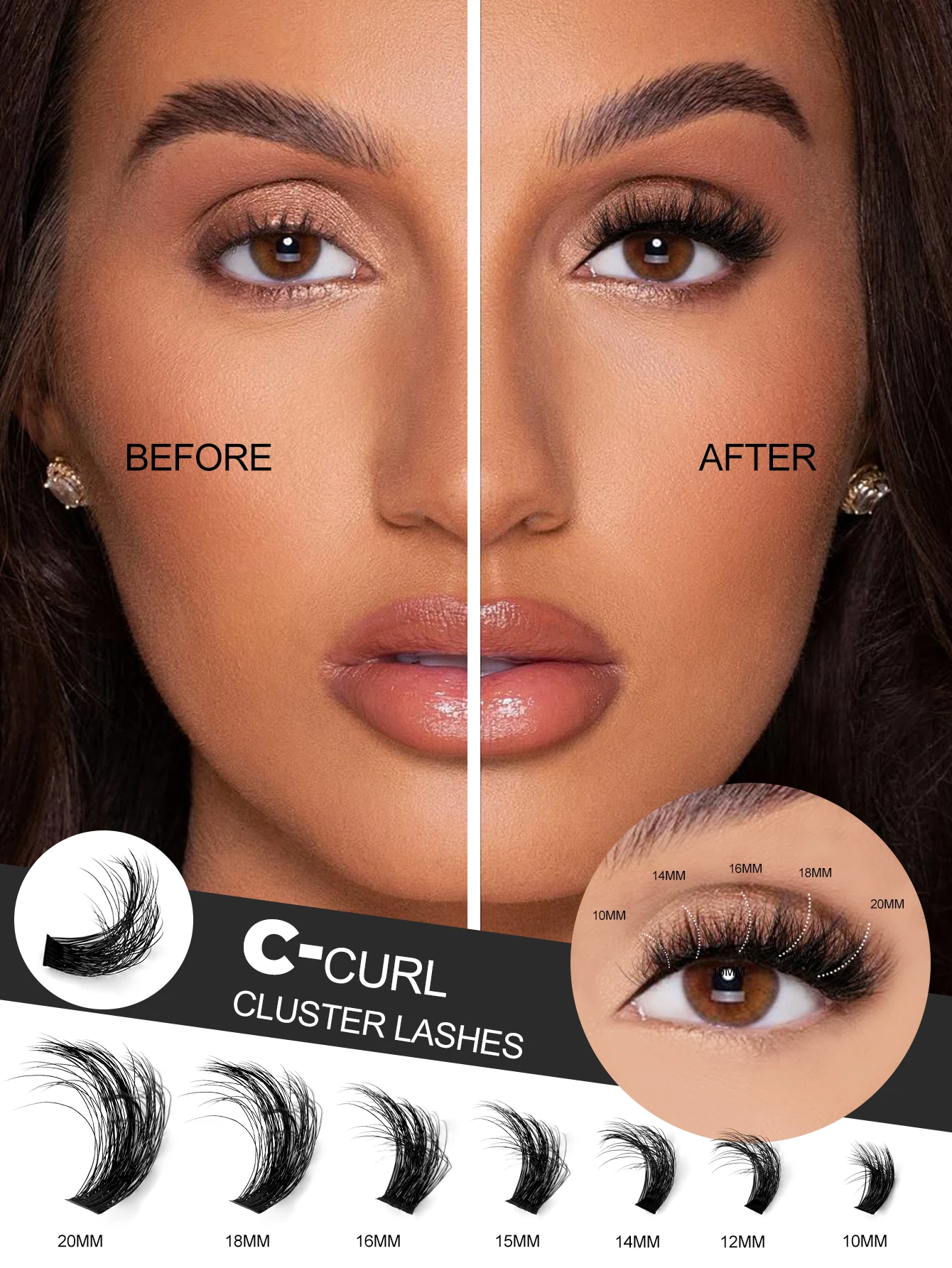 GROINNEYA DIY Lash Extension Mix Styles Lash Clusters Individual Lashes Extensions Clusters DIY Makeup False Eyelashes