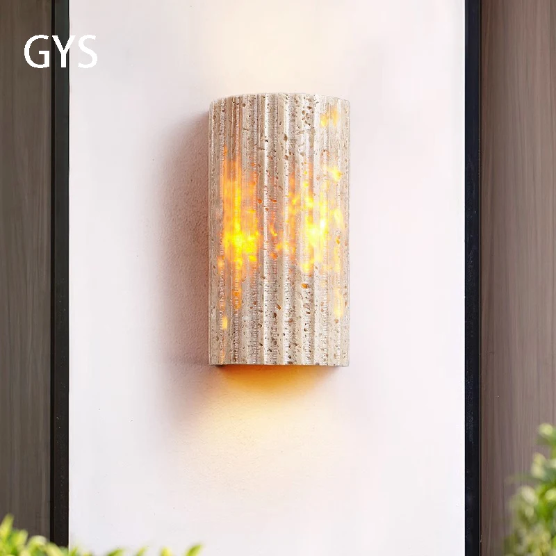 

Outdoor Wall Lamp IP65 Waterproof Led Atmosphere Light Staircase Courtyard Retro Balcony Bathroom Yellow Travertine Garden Light