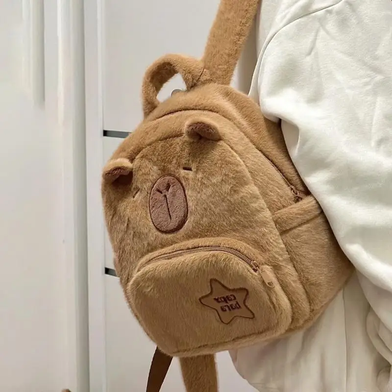 Capybara Bag Plush Large Capacity Cute Stuffed Animal Plush Backpack Toy Soft And Comfortable Doll Pillow Vivid Casual Bag