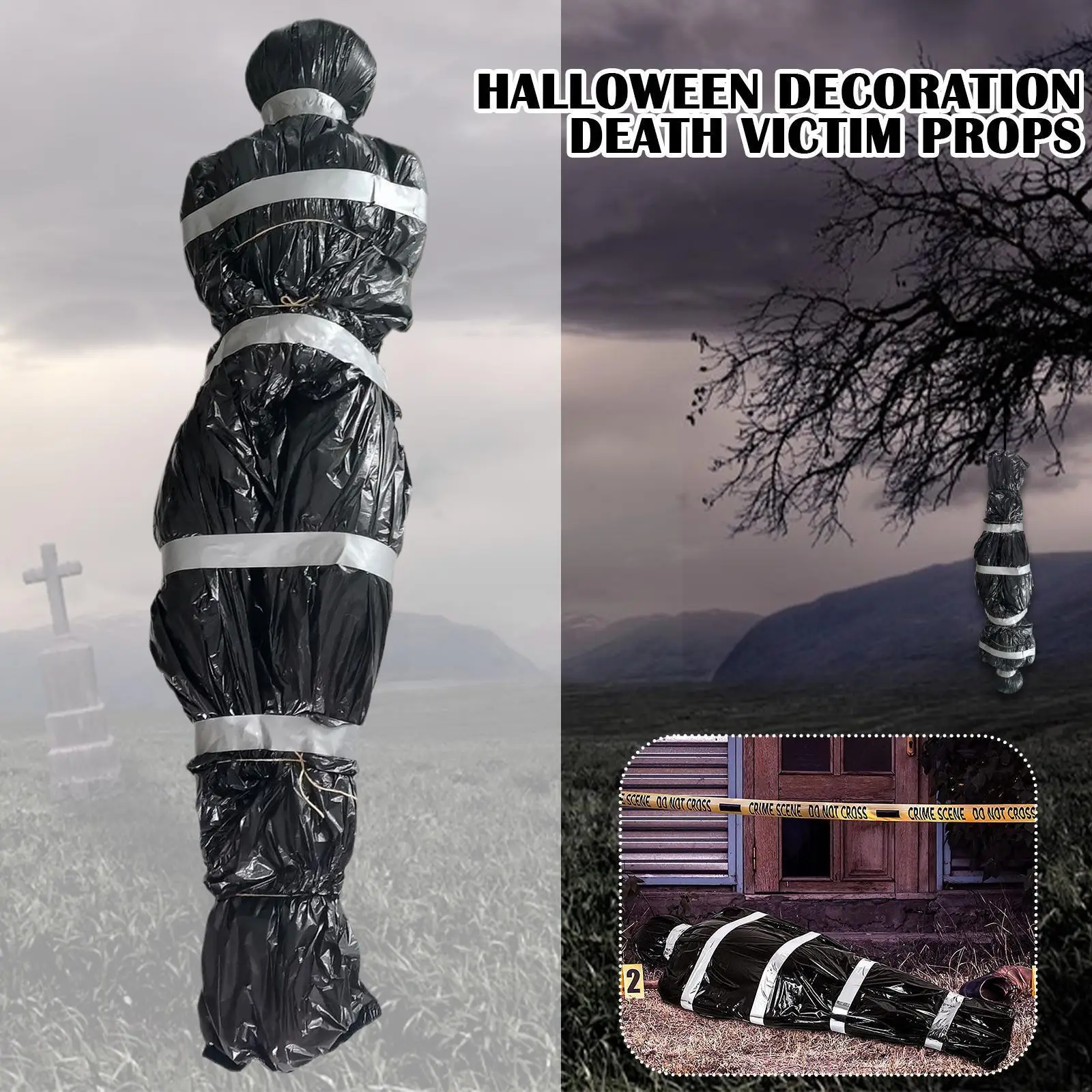 

Alloween Decoration Death Victim Props Scary Fake Corpse Outdoor House Hallowmas Prop Decor In Bag Haunted H6e5