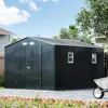 10X12X7.5 FT Outdoor Steel Storage Shed with Lockable Doors, 2 Windows, Transparent Roof Panels 6