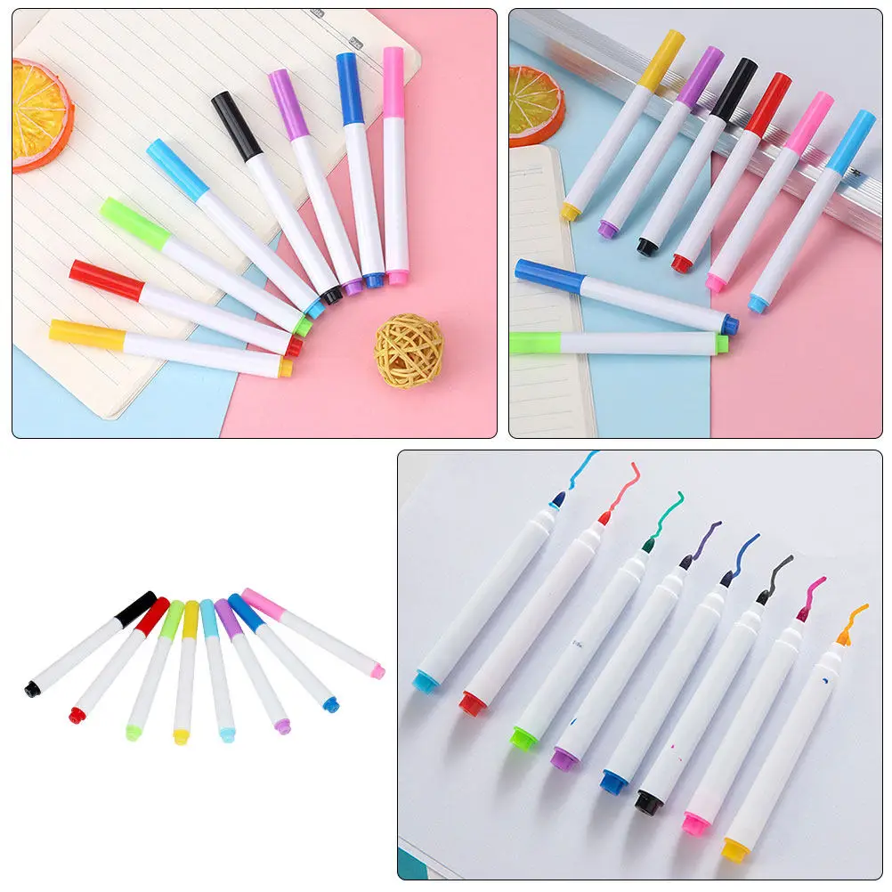 8Pcs 컬러 화이트보드 마커 드라이 지우기 펜 자기 지울 수 있는 마커 가정 학교 사무실 사용을 위한 부드러운 필기