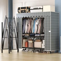 Armoire à linge pour chambre à coucher, assemblage facile, épaisse, robuste, durable, pliante, cadre tout en acier, salle de location 1