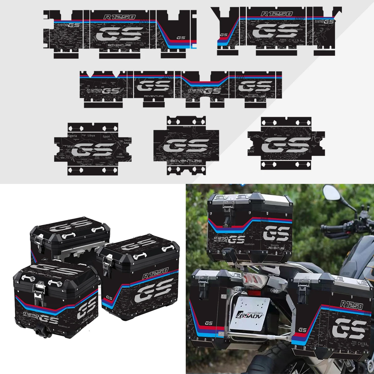 

Motorcycle Aluminum Box Pannier Case Stickers For BMW R1250GS Adventure GS R1200GS ADV GSA 2019 2020 2021 2022 2023
