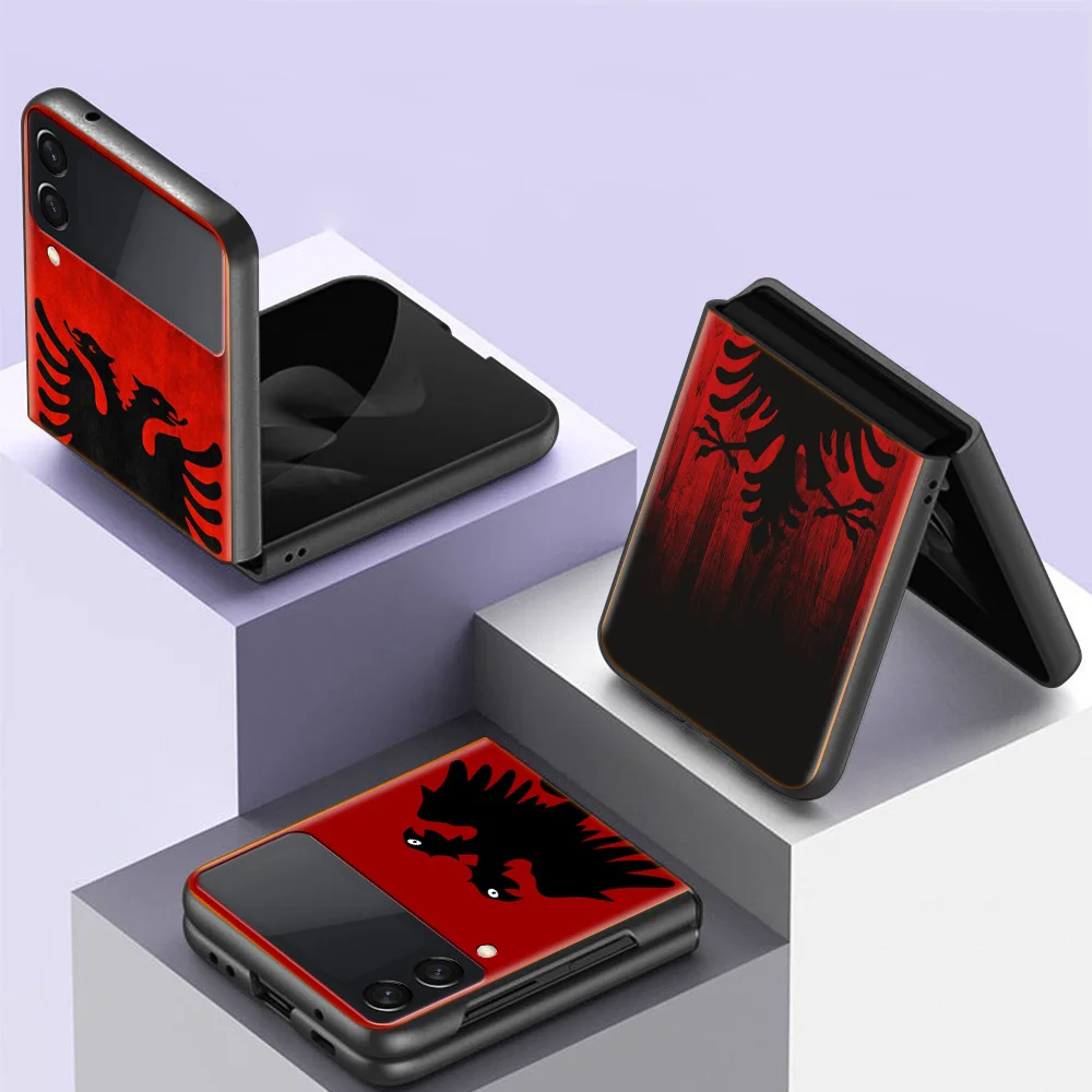 Albania Flag Eagle Custodia Per Telefono Per Samsung Galaxy Z Flip 3 4 Z Flip 5G Custodia Rigida Antiurto Z Flip 3 5G Z Flip 4 5G Tpu Pc Hard