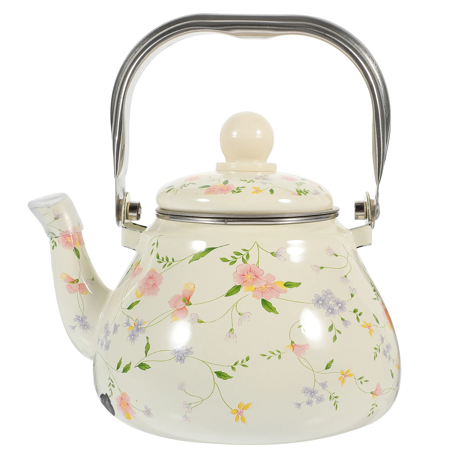 

Enamel Tea Kettle Retro Gas Teapot Water Heating Flower Coffee Pot Water Boiling Kettle Strainer Stovetop Home Kitchen