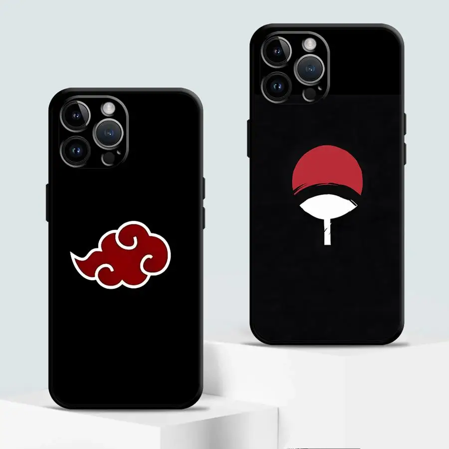 Elegant Black Anime Uchiha Logo Soft Phone Case