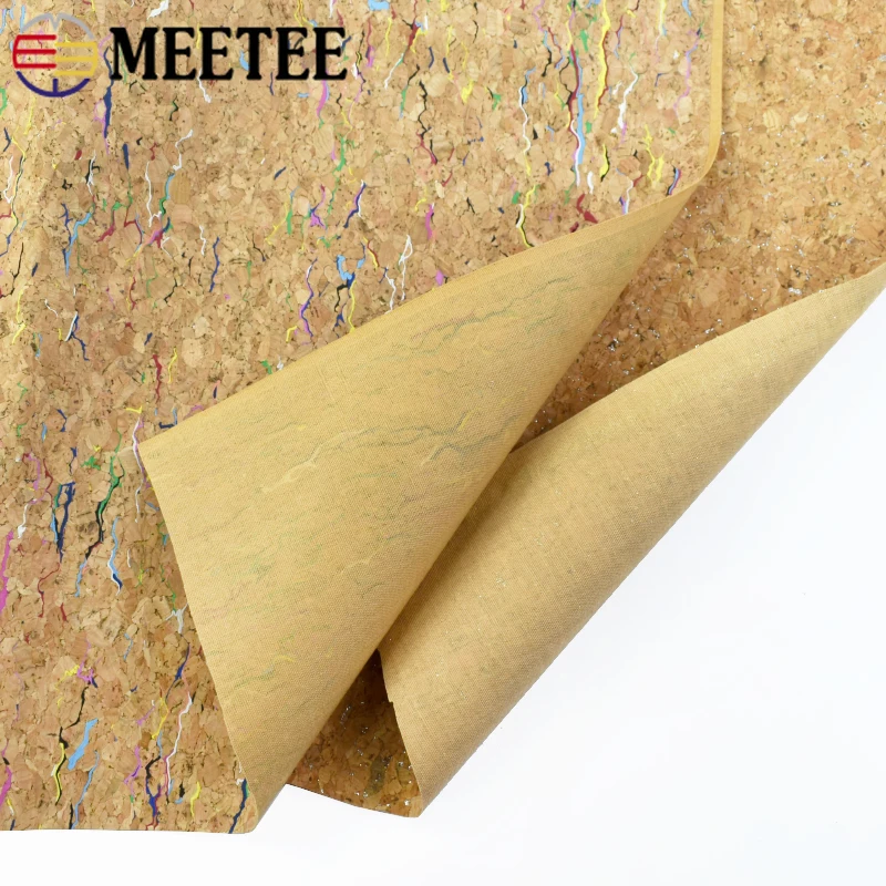 Meetee 90x140cm 0.5mm Pure Natural Cork Leather Fabric Wood Grain Cloth Soft Material for Background Shoes Handbag Decor Crafts images - 6