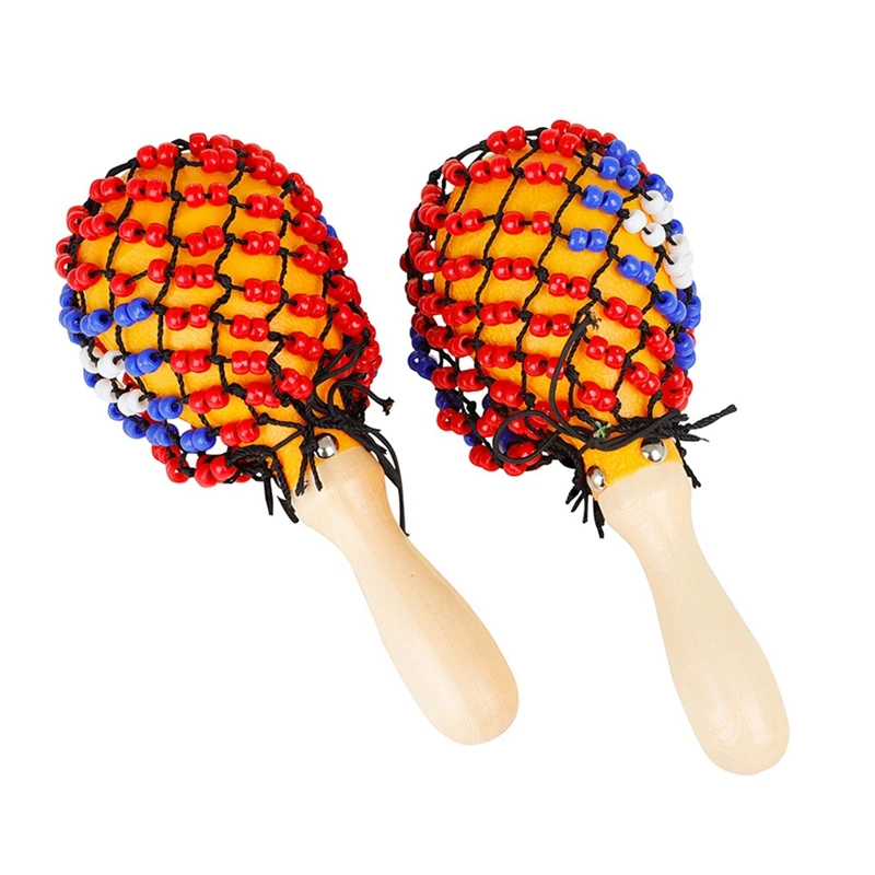 

2Pcs Infant Toddlers Wood Sand Hammer Wooden Maraca Rattles Baby Rattle Toys Musical Instrument Kids Musical Party Favor