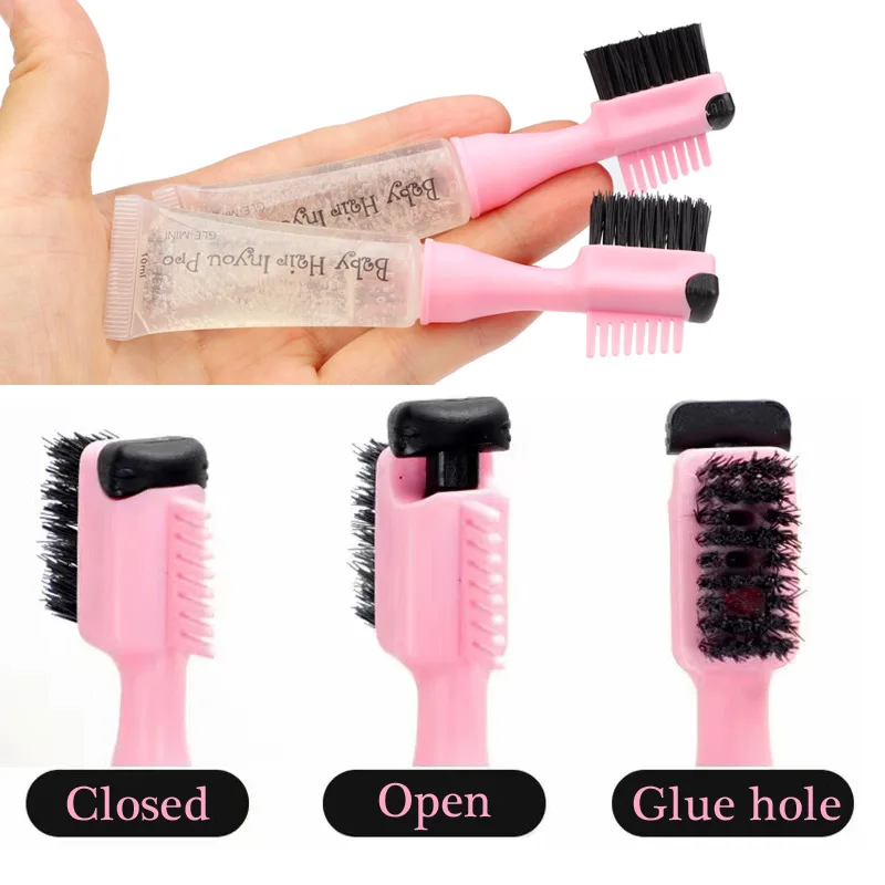 Edge Brush with Gel Dispenser Double Sided Edge Control Hair Comb Brushes for Women Girls Natural Styling Hair Edge Brushes Comb