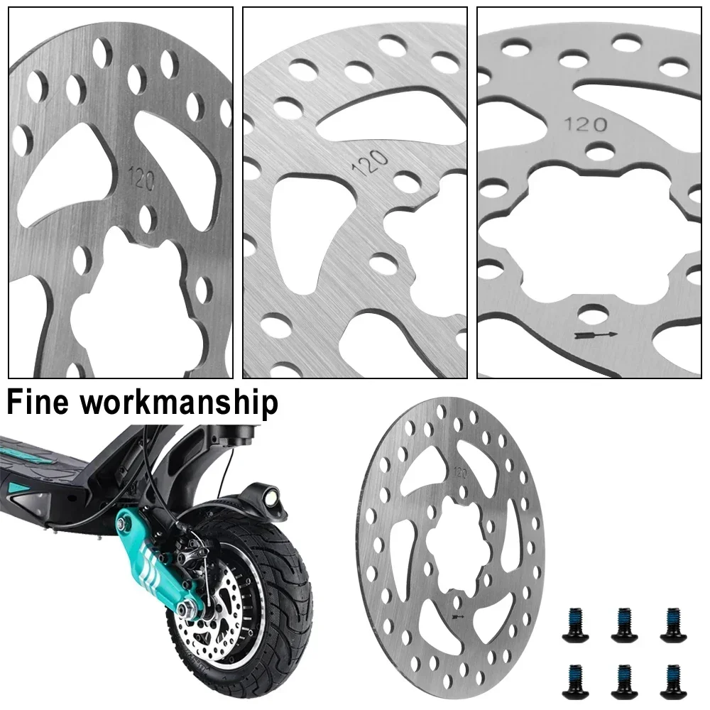 Scheibenbremse für Segway Ninebot ZT3 Pro MAX G3 Elektroroller, Edelstahl, 120 mm, 6-Loch-Bremsscheibe, Rotor mit Schraubenteilen – Detail 4