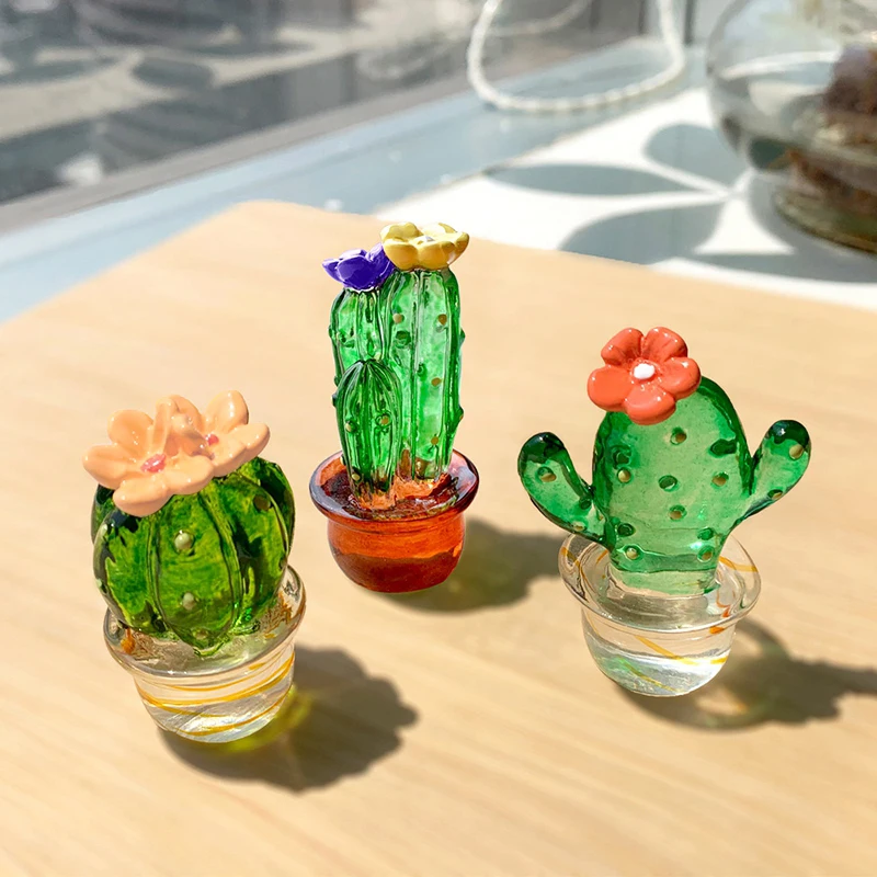 Mini Figurines de Cactus, ornements créatifs, plante Miniature pour voiture,  décoration en verre Kawaii, bonsaï, pour bureau, maison - AliExpress