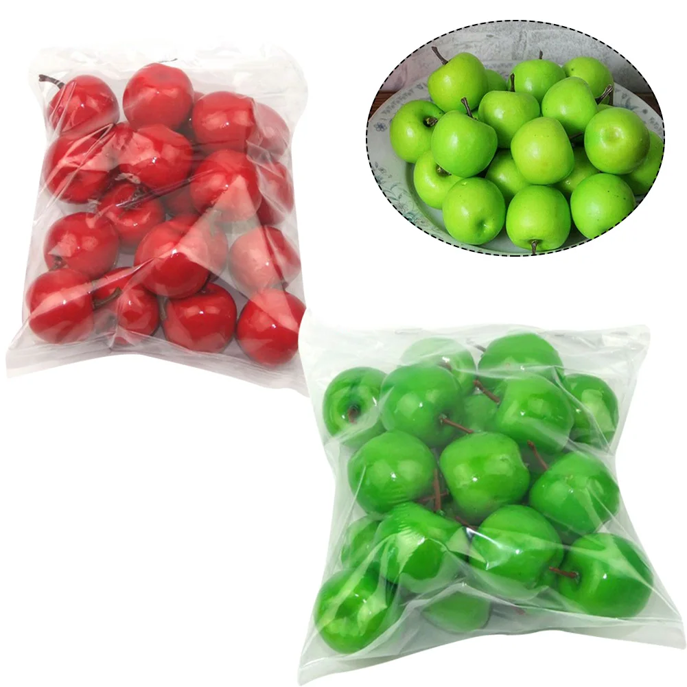 Simulation Fruits Apples Plastic Fake Red Green Apples Photo Props Fruit Home Artificial Shop Kitchen Model Decoration 20pcs artificial fruits and vegetables