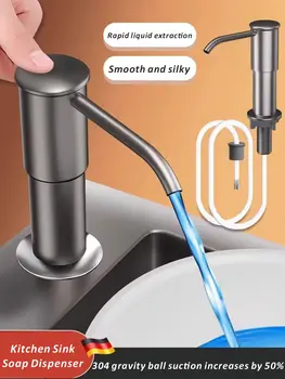 เคาน์เตอร์ครัวเครื่องจ่ายจานพร้อมท่อขยายมือกดสบู่เหลวปั๊มพลาสติกเครื่องจ่ายสบู่สําหรับอุปกรณ์อ่างล้างจาน 1