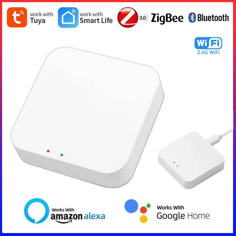 เกตเวย์อัจฉริยะไร้สายหลายโหมด ZigBee Bluetooth Mesh Hub ทํางานร่วมกับ Tuya Smart life App ควบคุมเสียงผ่าน Alexa Google Home 1