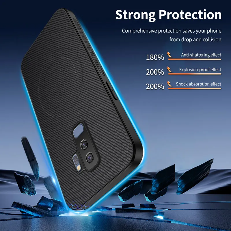 Enhanced Magnetic Phone Case with MagSafe Wireless Charging - Protective Carbon Fiber Back Cover