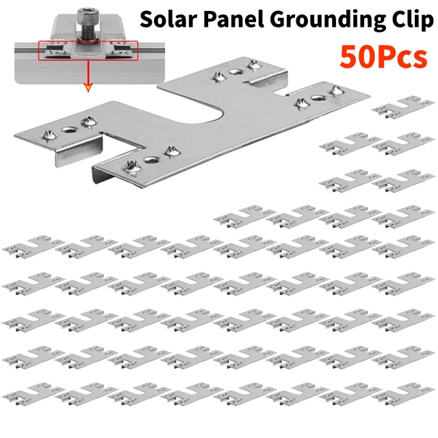 Clip de mise à la terre pour panneau solaire, 50 pièces, 28x50mm, feuille conductrice photovoltaïque, rondelle de mise à la terre pour panneau solaire en acier inoxydable 304 1