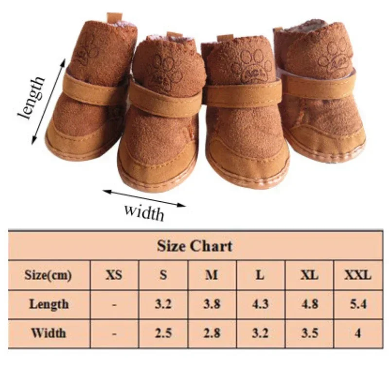 Pet Shoes Dog Shoes Pet Dog Shoes 4pcs Thick Warm Rain Snow Carton Boots Prewalkers Walking Puppy Sneakers Dog Accessories